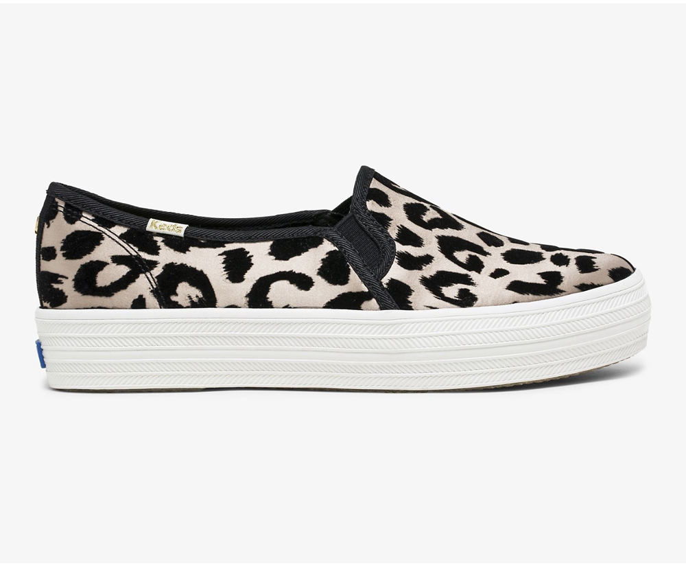 Keds Womens Slip Ons Leopard - Kate Spade new york Triple Decker Flocked Leopard - 639TZUYBI